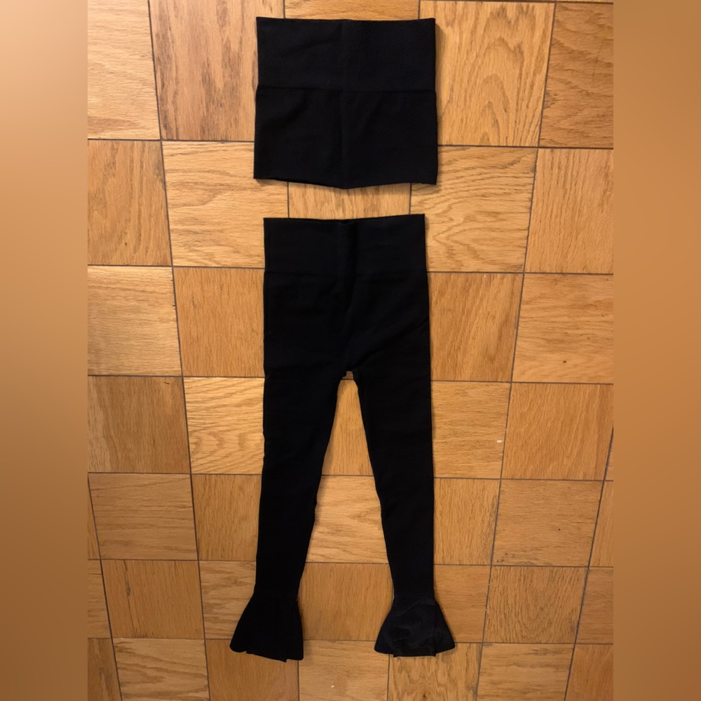 Flare Cotton Tummy Control Legging and Shaping Tube in Black - SELLING AS SET